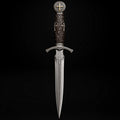 ⚔️ Cuțit medieval tip pumnal de cruciat cu lamă din oțel inoxidabil gravată și mâner cu emblemă în formă de cruce – Piesă de colecție de cavaler gotic